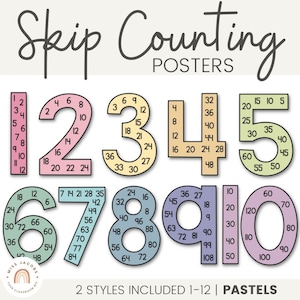 Skip Counting | Multiples Large Number Display | Muted Rainbow | PASTELS