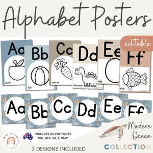Alphabet Posters | Modern Ocean Classroom Decor | Editable