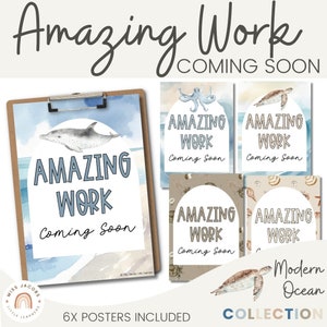 Erstaunliche Arbeit, die bald Poster | Modernes Ozean-Klassenzimmer-Dekor-Thema