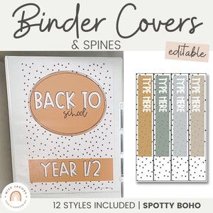 Binder Covers and Spines | SPOTTY BOHO Classroom Decor | Editable