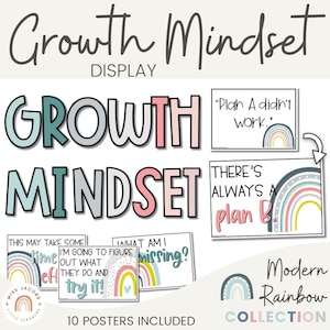 MODERN RAINBOW Growth Mindset Display | Calm Colors Classroom Decor