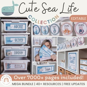 Cute Sea Life Classroom Decor Bundle | Under the Sea Theme | Editable