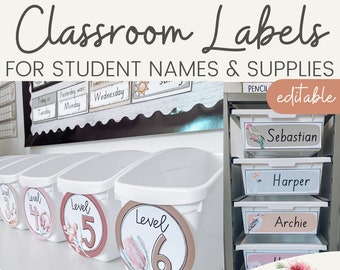 AUSTRALIANA Classroom Supply and Student Name Labels | Editable