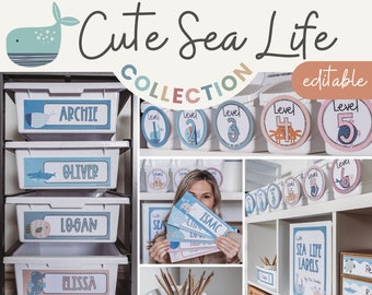 Cute Sea Life Classroom Decor Bundle | Under the Sea Theme | Editable