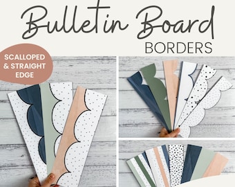 Bulletin Board Borders | Boho Plants Calm Classroom Decor | Printable Scalloped & Straight Edge Borders