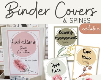 AUSTRALIANA Binder Covers & Spines | Flora and Fauna Classroom Decor | Editable
