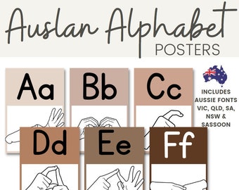 Auslan Alphabet Posters | OMBRE NEUTRALS | With and without spots