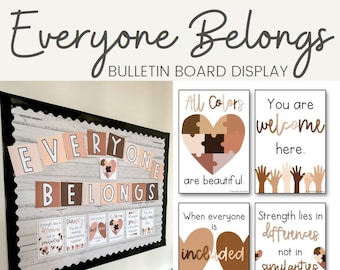 Everyone Belongs Bulletin Board | Diversity Display |  Neutral Classroom Decor | Motivational Posters