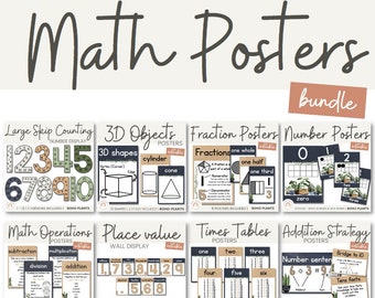BOHO PLANTS Math Posters Bundle | Rustikale Klassenzimmer Deko