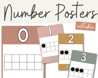 BOHO RAINBOW Number Posters | Ten Frames | Neutral Rainbow Math Classroom Decor