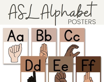 ASL (American Sign Language) Alphabet Posters | NEUTRALS | Ombre Neutrals