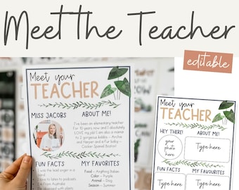 Meet The Teacher Templates | Editable Modern Boho Plants Decor