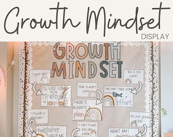 BOHO RAINBOW Growth Mindset Posters | Neutral Rainbow Classroom Decor | Teacher Supplies | Elementary Classroom Decor | Instant Download