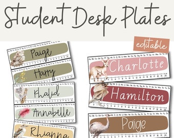 AUSTRALIANA Student Desk Plates | Editable Classroom Decor