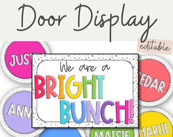 SPOTTY BRIGHTS Door Display | Editable Groovy Rainbow Decor