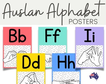 Auslan Alphabet Posters: SPOTTY BRIGHTS Australian Fonts, Sign Language (Printable & Editable)
