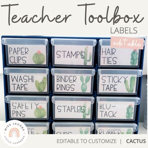 CACTUS Teacher Toolbox Labels | Cactus Classroom Decor