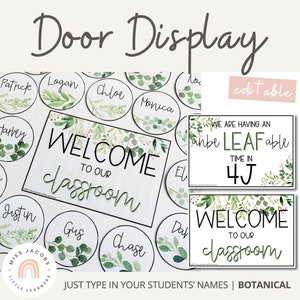 BOTANICAL Classroom Door Display | Editable | Modern Farmhouse Classroom Decor