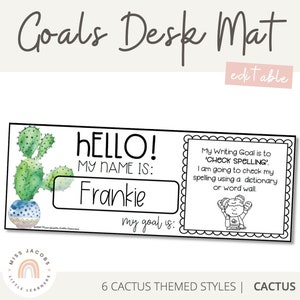 CACTUS Goals Desk Mat | Editable | Cactus Classroom Decor