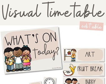 Desert Neutral Visual Timetable, Boho Vibes Classroom Schedule Routine Cards, Editable Daily Schedule, Printable Elementary Schedule Decor