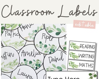 BOTANICAL Classroom Labels | Editable | Modern Farmhouse Classroom Decor