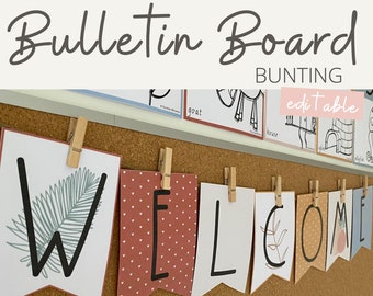 BOHO VIBES Bulletin Board Banners | Neutral Classroom Bunting | Editable | Desert Neutral Classroom Decor