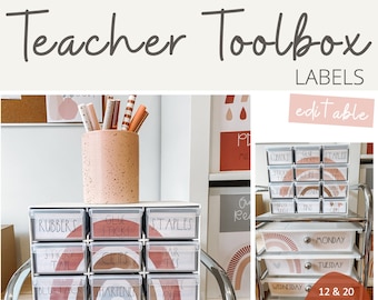 BOHO VIBES Teacher Toolbox Labels | Editable | Desert Neutral Classroom ...