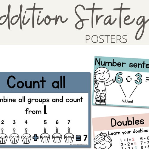 CALM COLORS Subtraction Strategy Posters Math Posters - Etsy