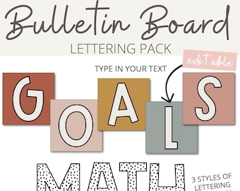 BOHO Classroom Display Headers | Editable Bulletin Board Lettering Pack | Desert Neutral & Messy Dots Classroom Decor