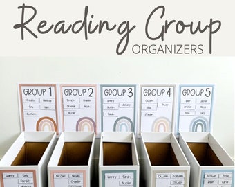 Modern BOHO RAINBOW Reading Groups | Posters and Labels | Neutral Rainbow Classroom Decor