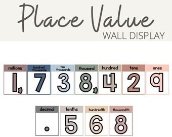 NEUTRAL Place Value Display | NEUTRAL BOHO Color Palette | Neutral Classroom Decor