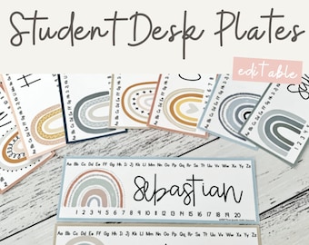BOHO RAINBOW Classroom Labels Bundle Editable Neutral - Etsy