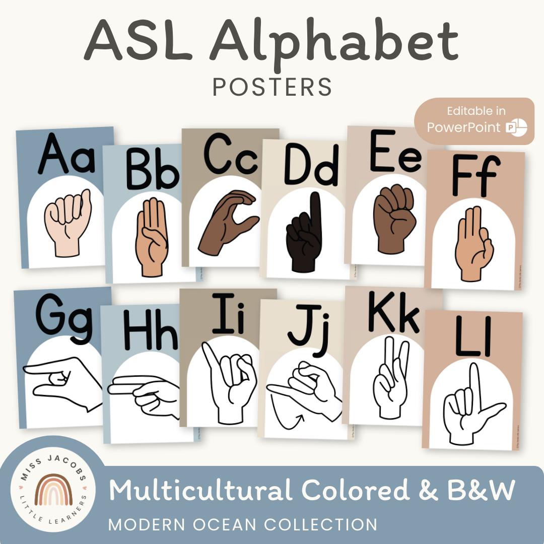 ASL (american Sign Language) Alphabet Posters | Modern Ocean