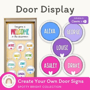 Exhibidor de puerta SPOTTY BRIGHTS / Decoración arcoíris editable y genial