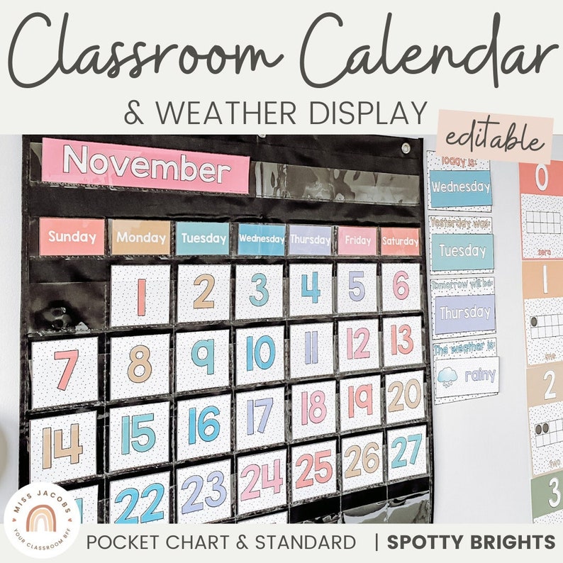 Classroom Calendar and Weather Display SPOTTY BRIGHTS Etsy