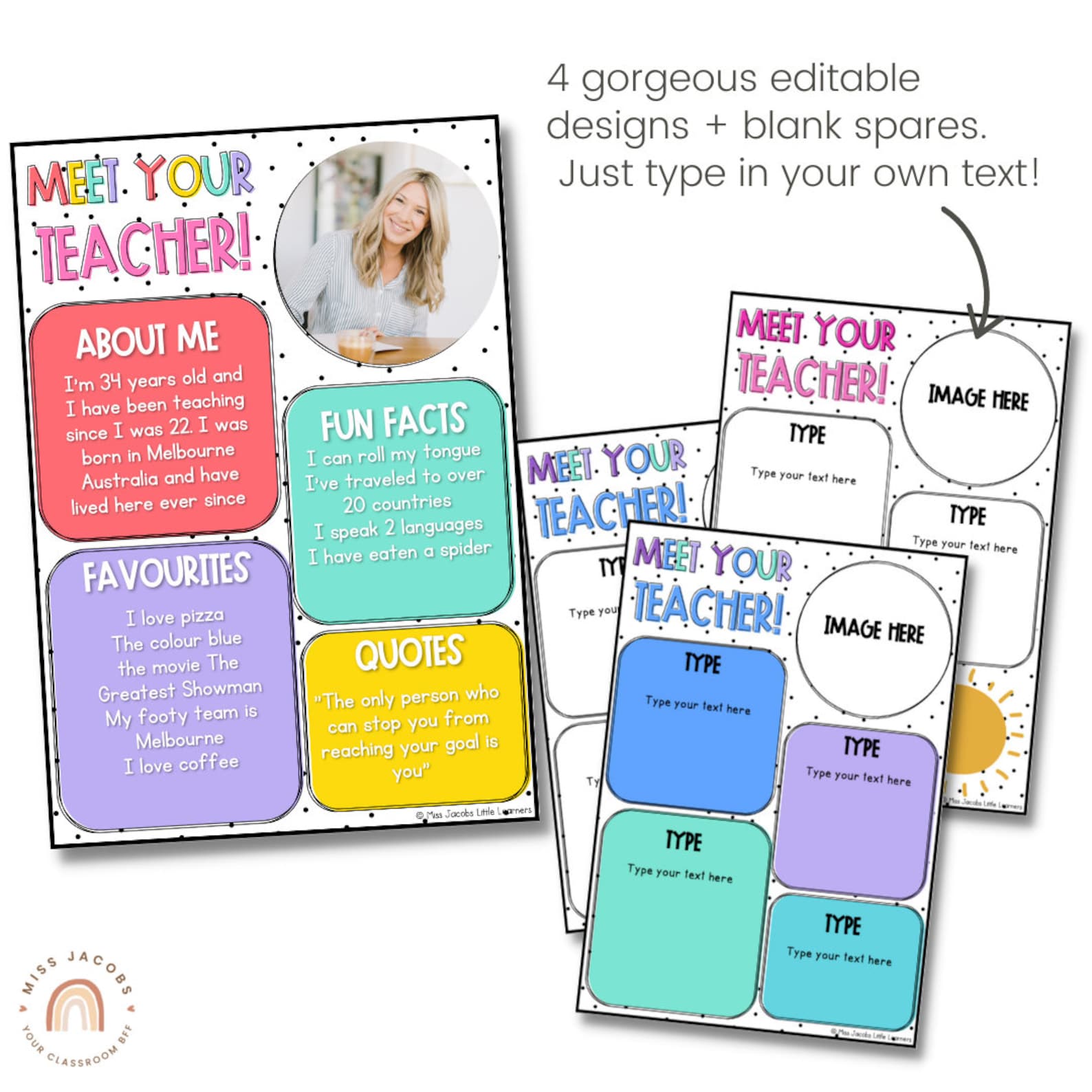 Meet the Teacher SPOTTY BRIGHTS Editable - Etsy
