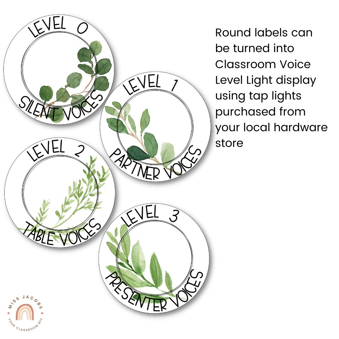 Botanical Voice Noise Level Display EDITABLE Classroom Etsy