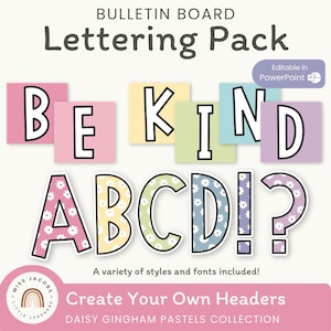Bulletin Board Lettering Pack | Daisy Gingham Pastell Klassenzimmer Dekor | Veränderbar