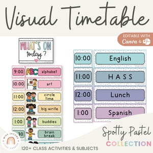 Visual Timetable | SPOTTY PASTELS Classroom Decor | Editable
