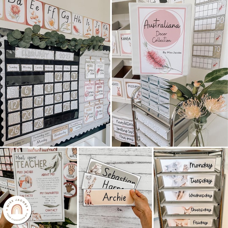 Australiana Classroom Decor Bundle | Australian Animals and Native Flora | Miss Jacobs Little Learners | Editable