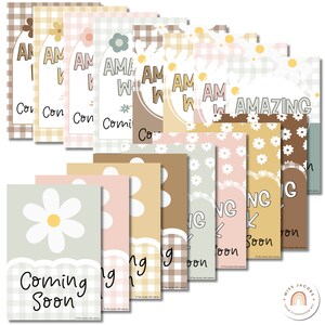 Amazing Work Coming Soon Posters | Daisy Gingham Neutrals Classroom ...