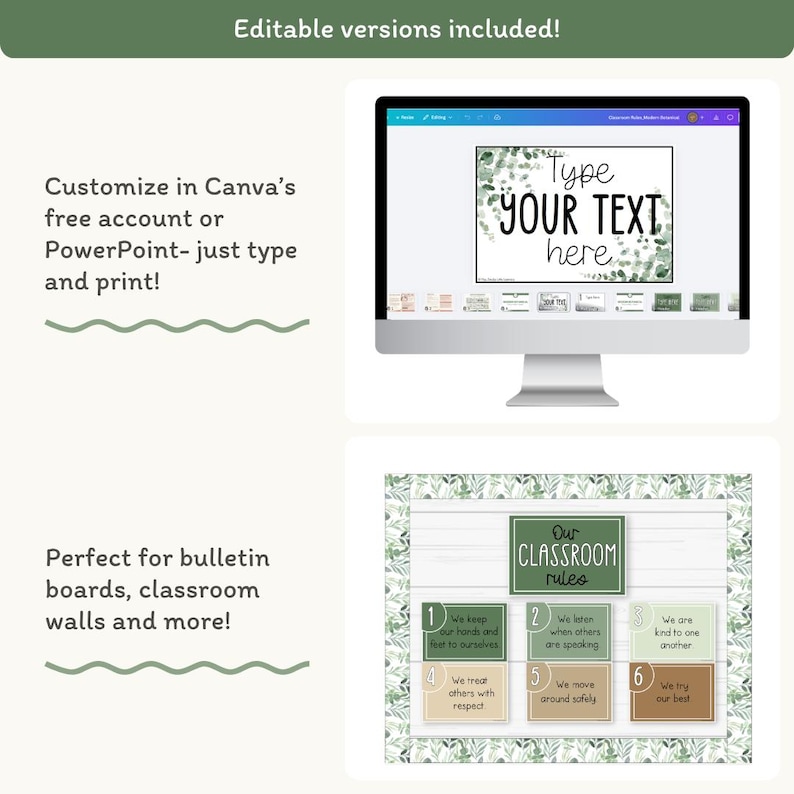 Classroom Rules & Expectations Posters With Visuals, Modern Botanical ...