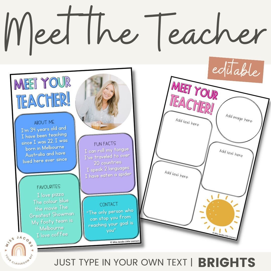 Meet the Teacher Templates | Editable BRIGHTS Decor - Etsy