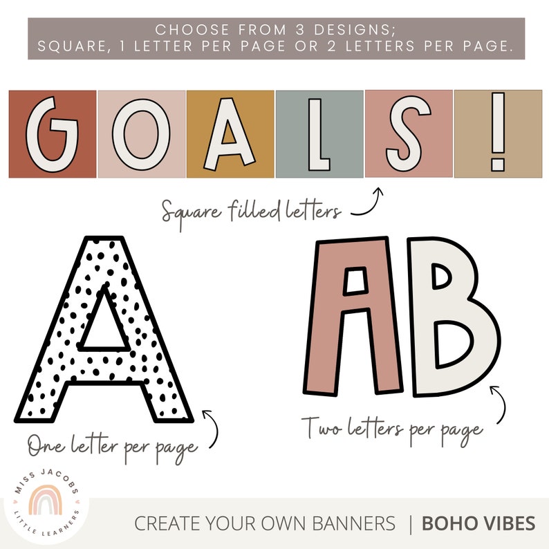 En-têtes d'affichage BOHO pour la classe | Lettrage modifiable pour tableau d'affichage | Décoration de classe désert neutre et pois désordonnés image 3