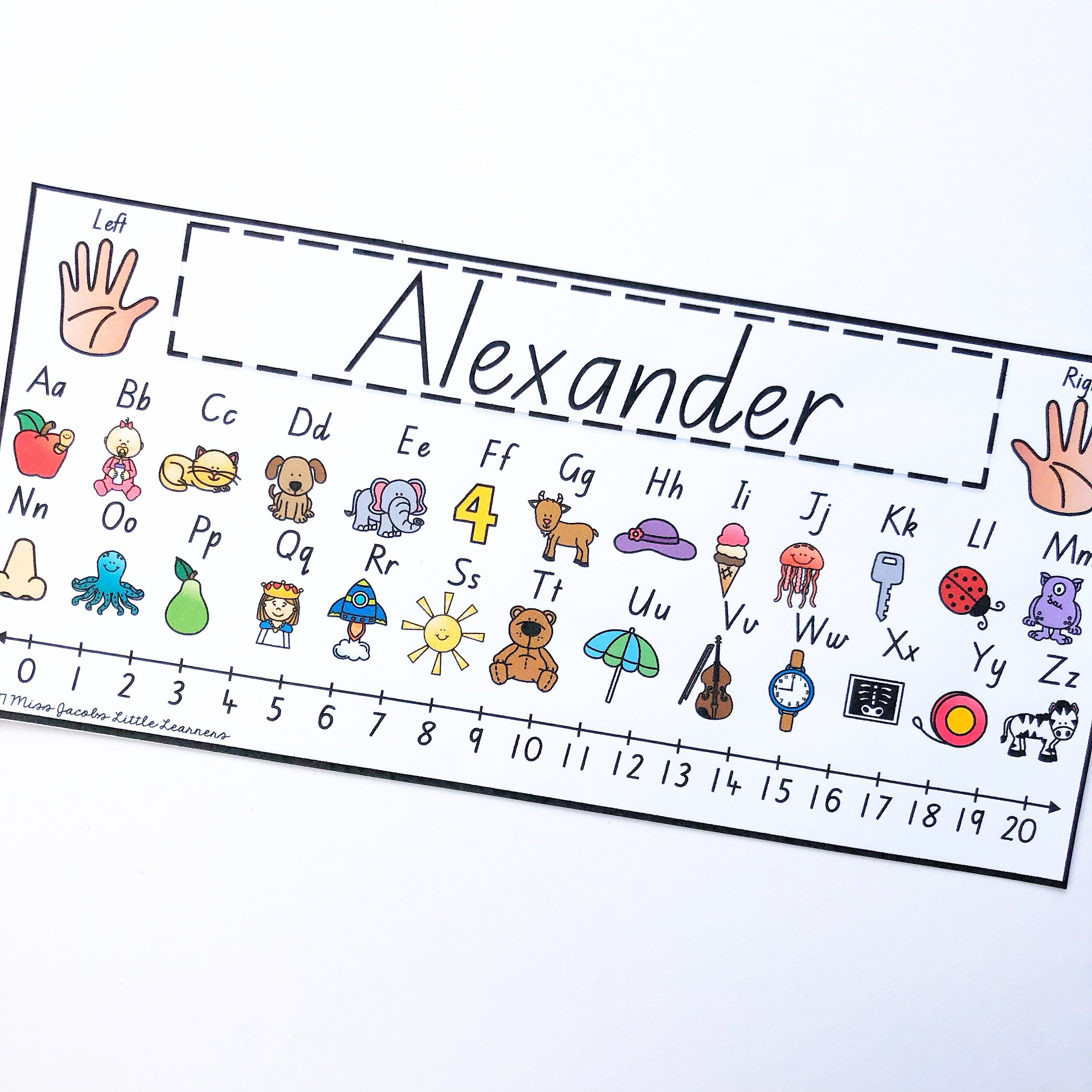Alphabet Desk Strips with Number Line Editable Student Name Etsy