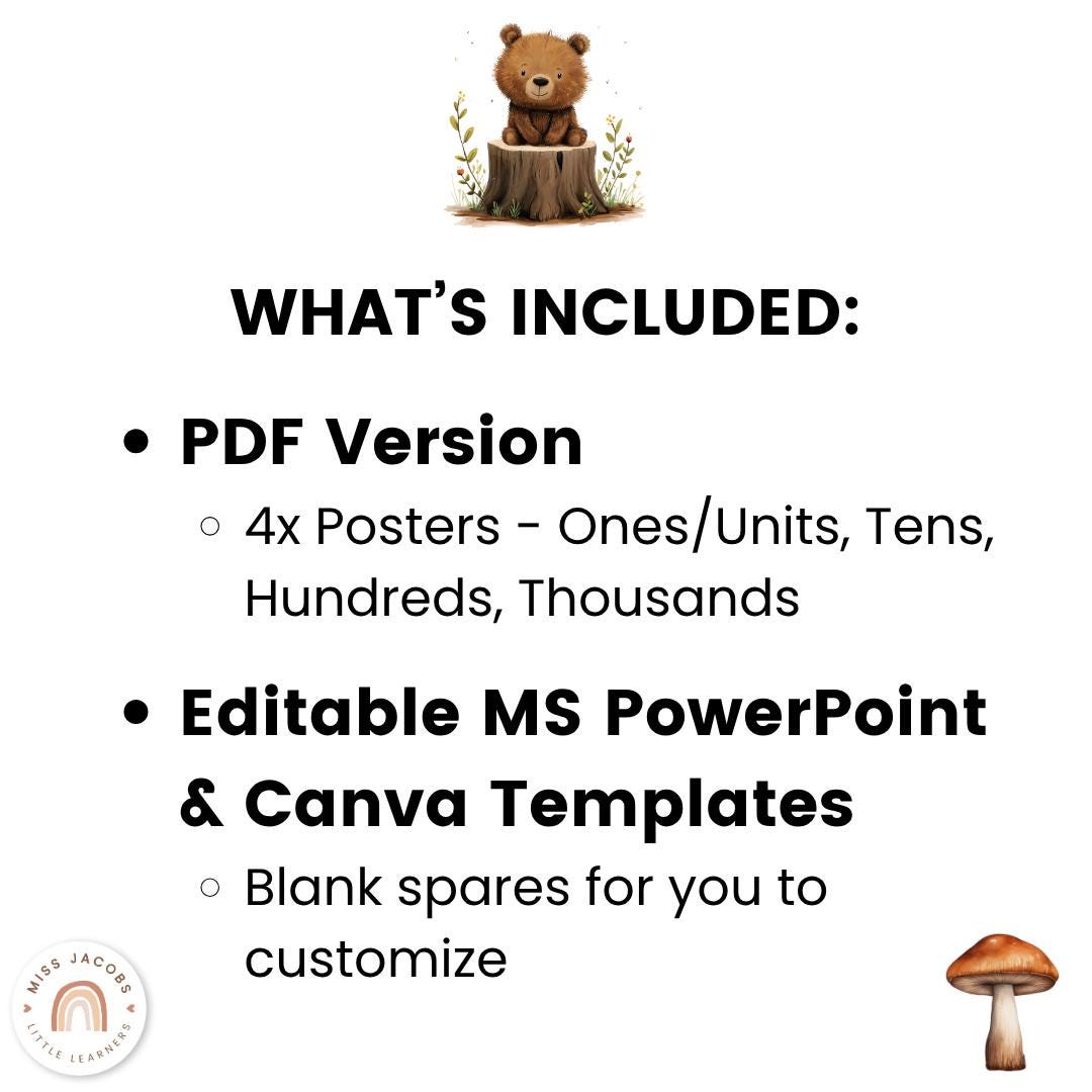 Neutral Place Value Chart Posters, Printable Base 10 Math Anchor Charts ...