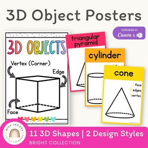 3D Objects / 3D Shapes Posters | RAINBOW BRIGHTS Classroom Decor