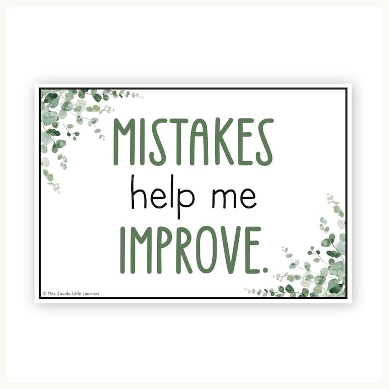 Growth Mindset Posters Eucalyptus - Modern Botanical Decor - Miss Jacobs Little Learners