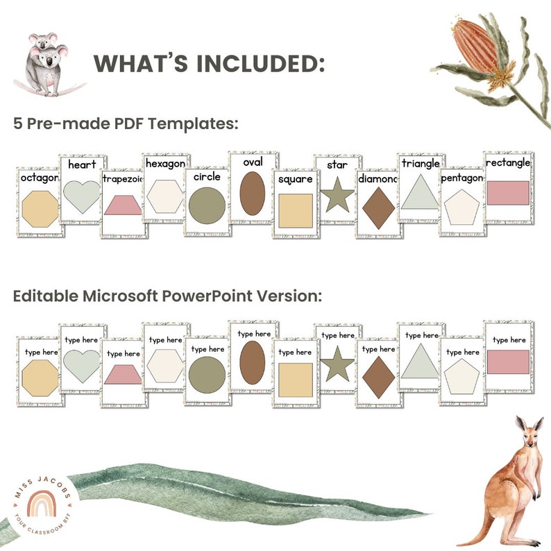 Shape Posters | Australiana Classroom Decor | Australian Flora and ...
