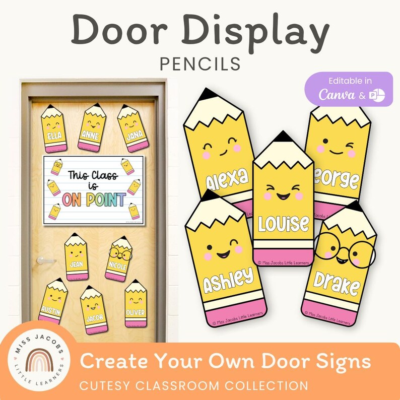 Pencils Door Display Cutesy Classroom Decor, Back to School Theme ...